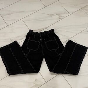 BDG Unisex Dark Cargo Pants with White Stitching